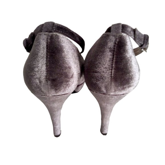 Gray Velvet Heels with Ankle Strap, Stiletto, Size 8.5 Shoe, Women's Shoe, Unisa - Picture 5 of 10